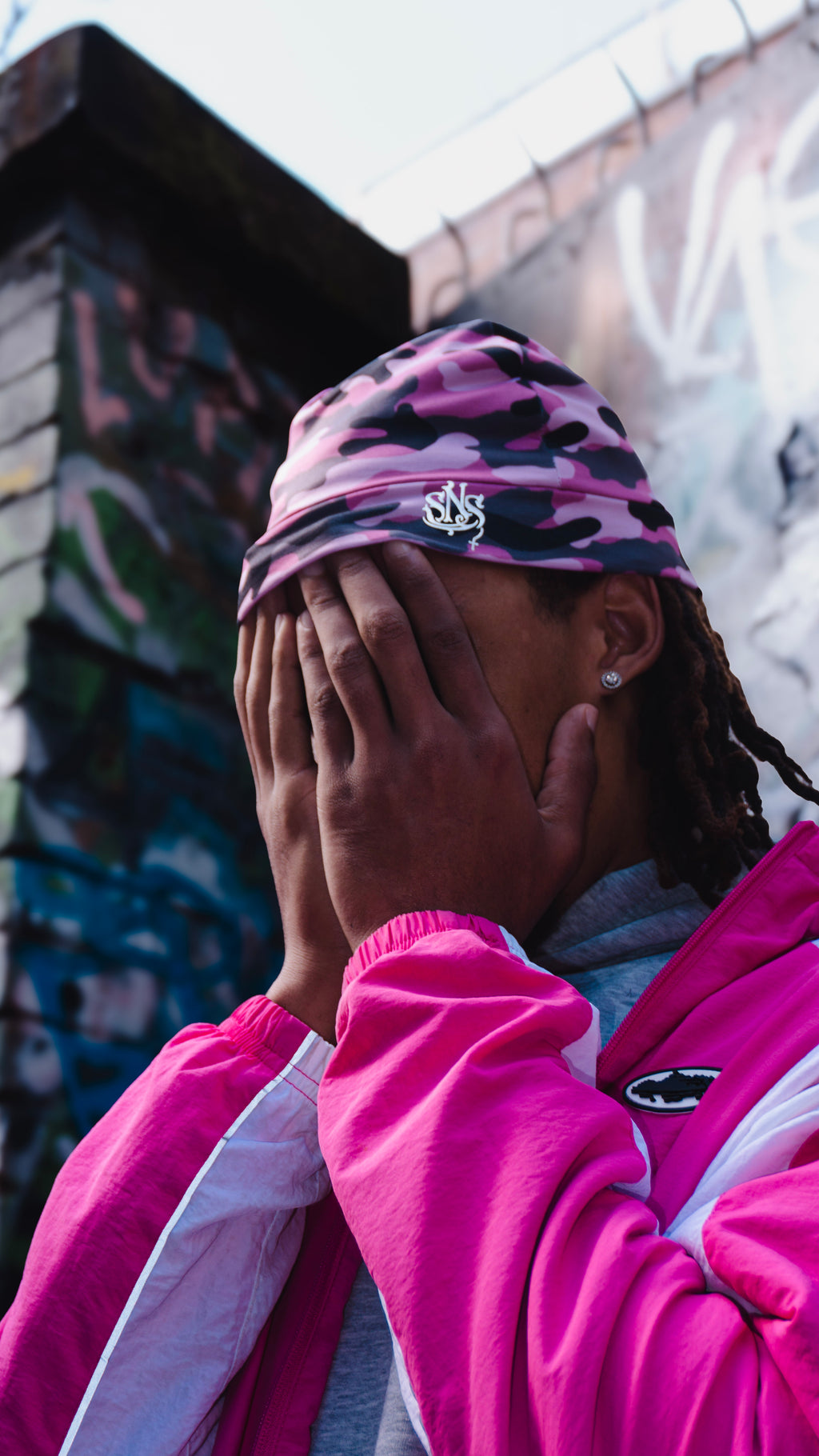 Pink camo [satin lined] skull cap