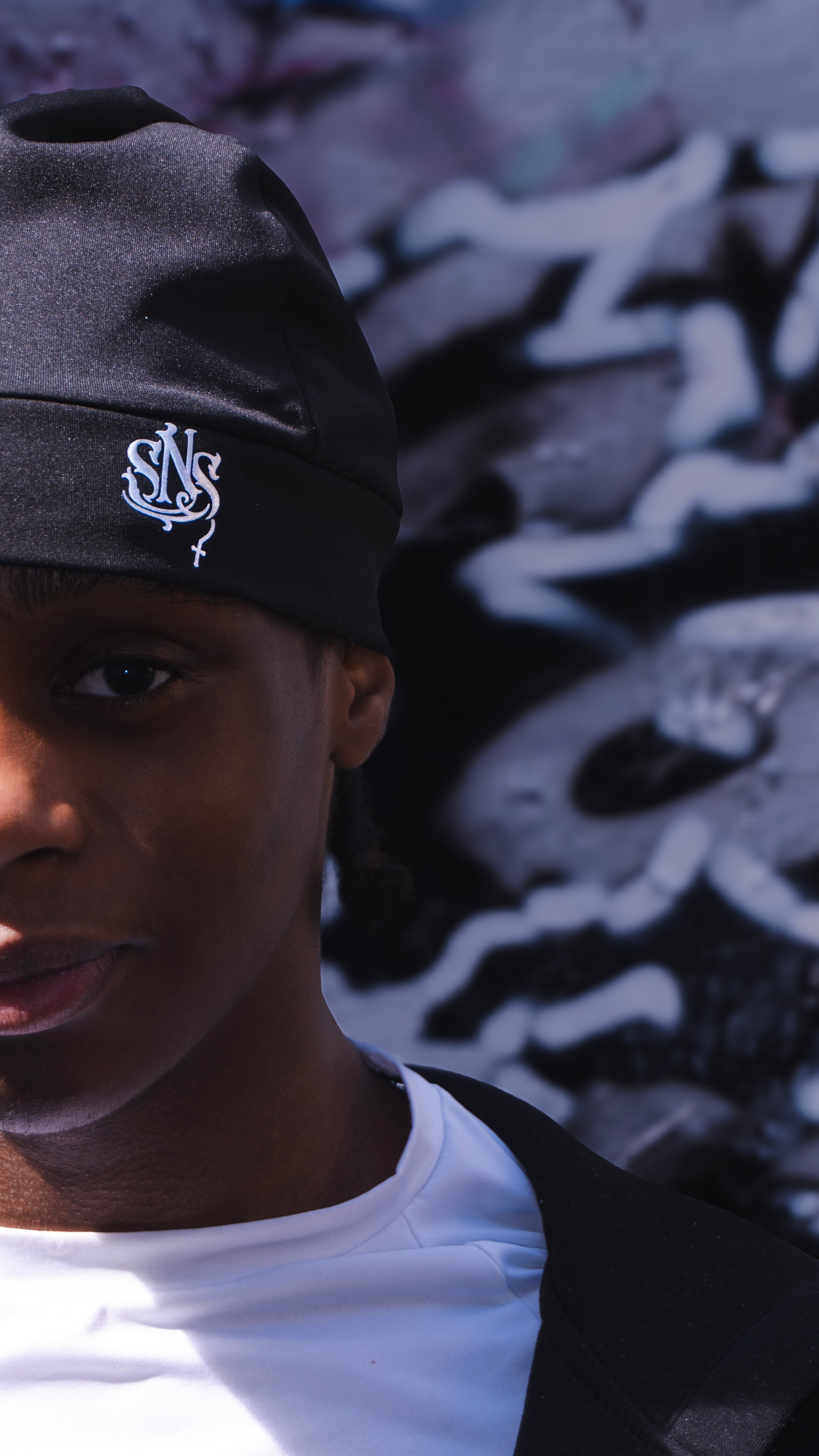 Black [satin lined] skull cap