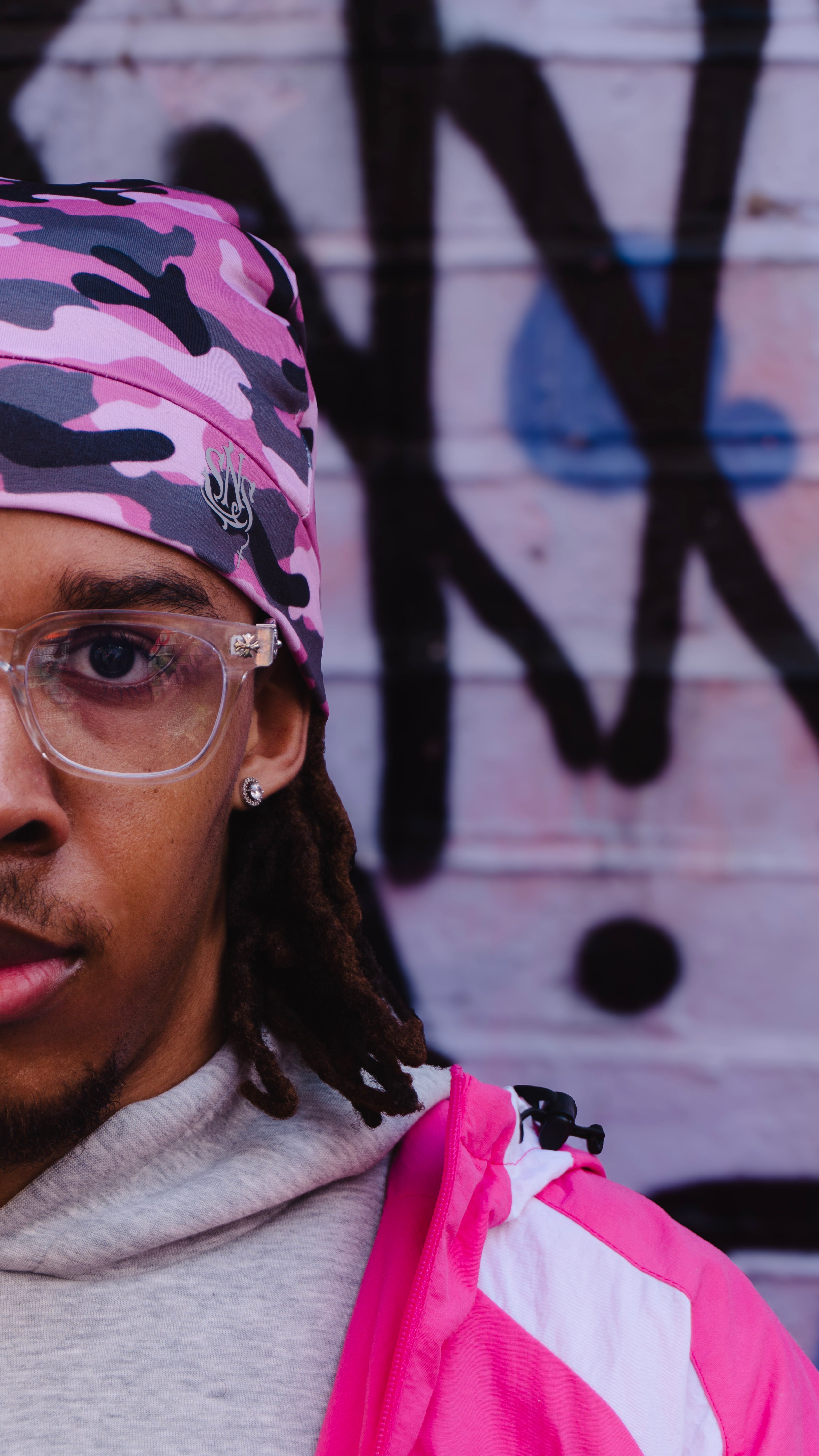 Pink camo [satin lined] skull cap