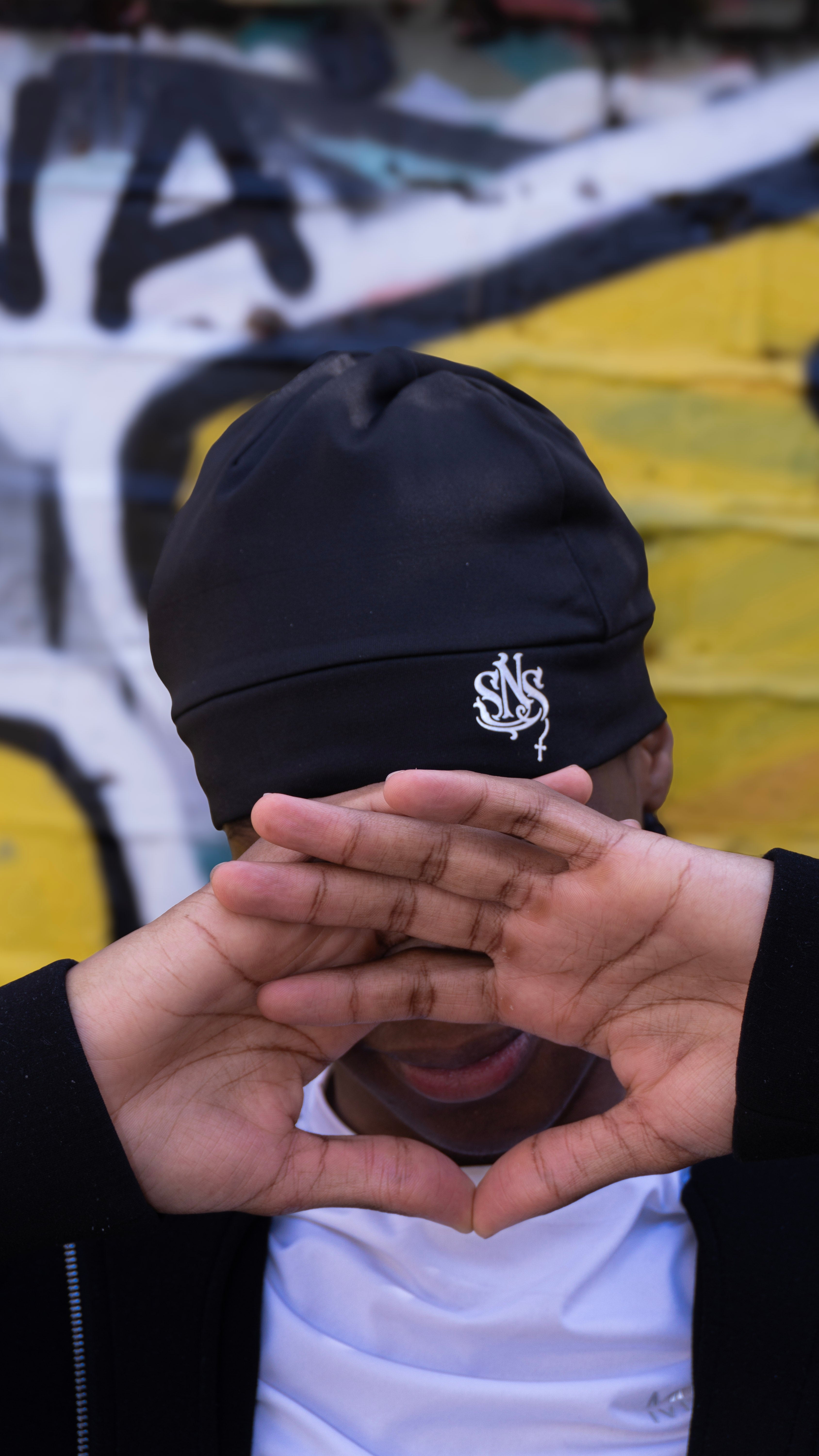 Black [satin lined] skull cap