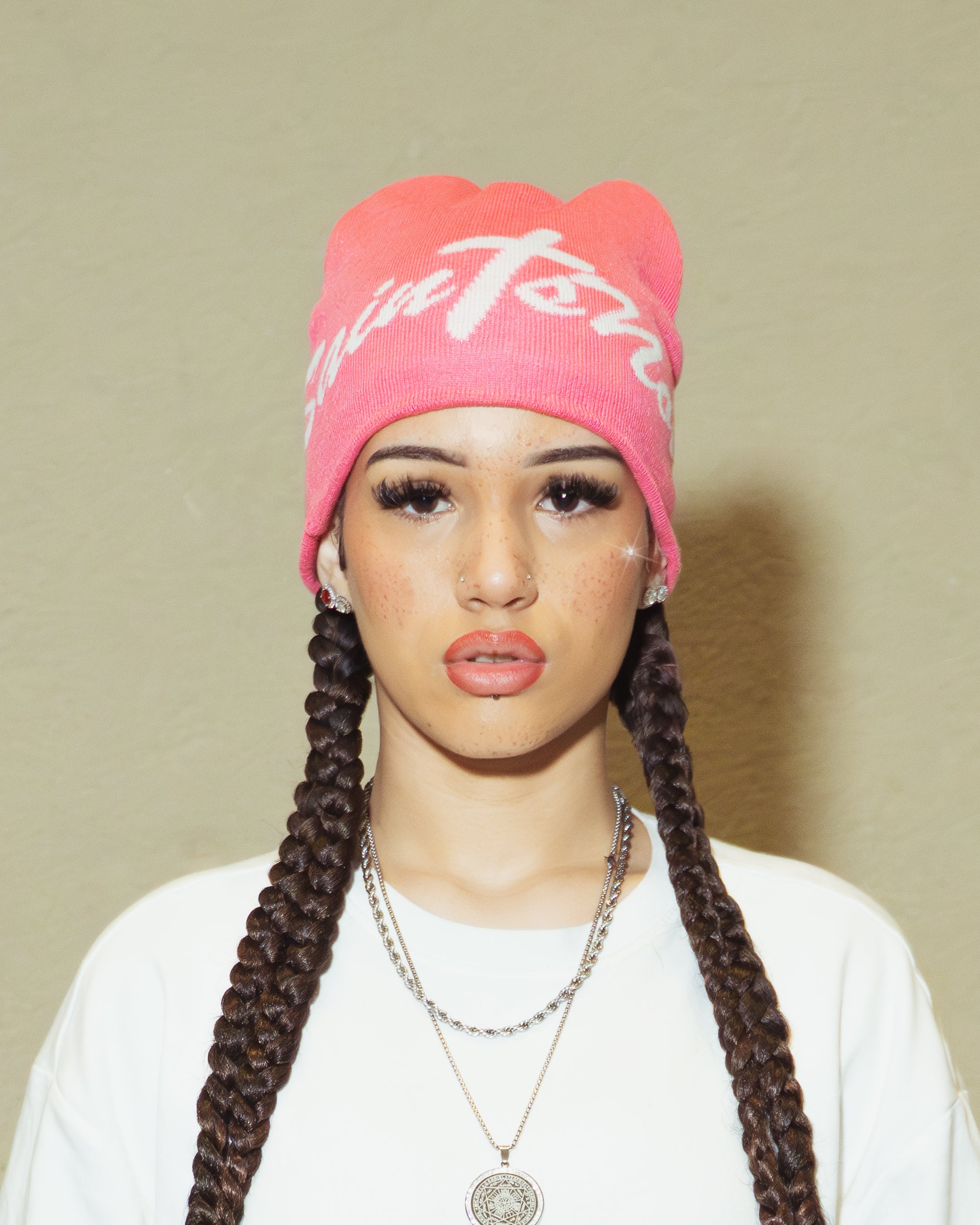 'UNSHAKEN' Pink satin lined beanie