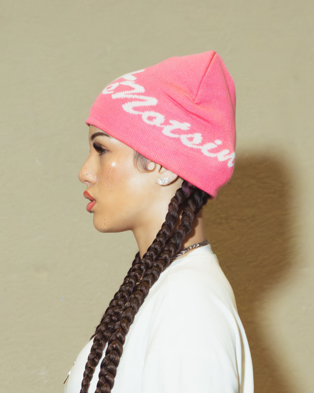 'UNSHAKEN' Pink satin lined beanie