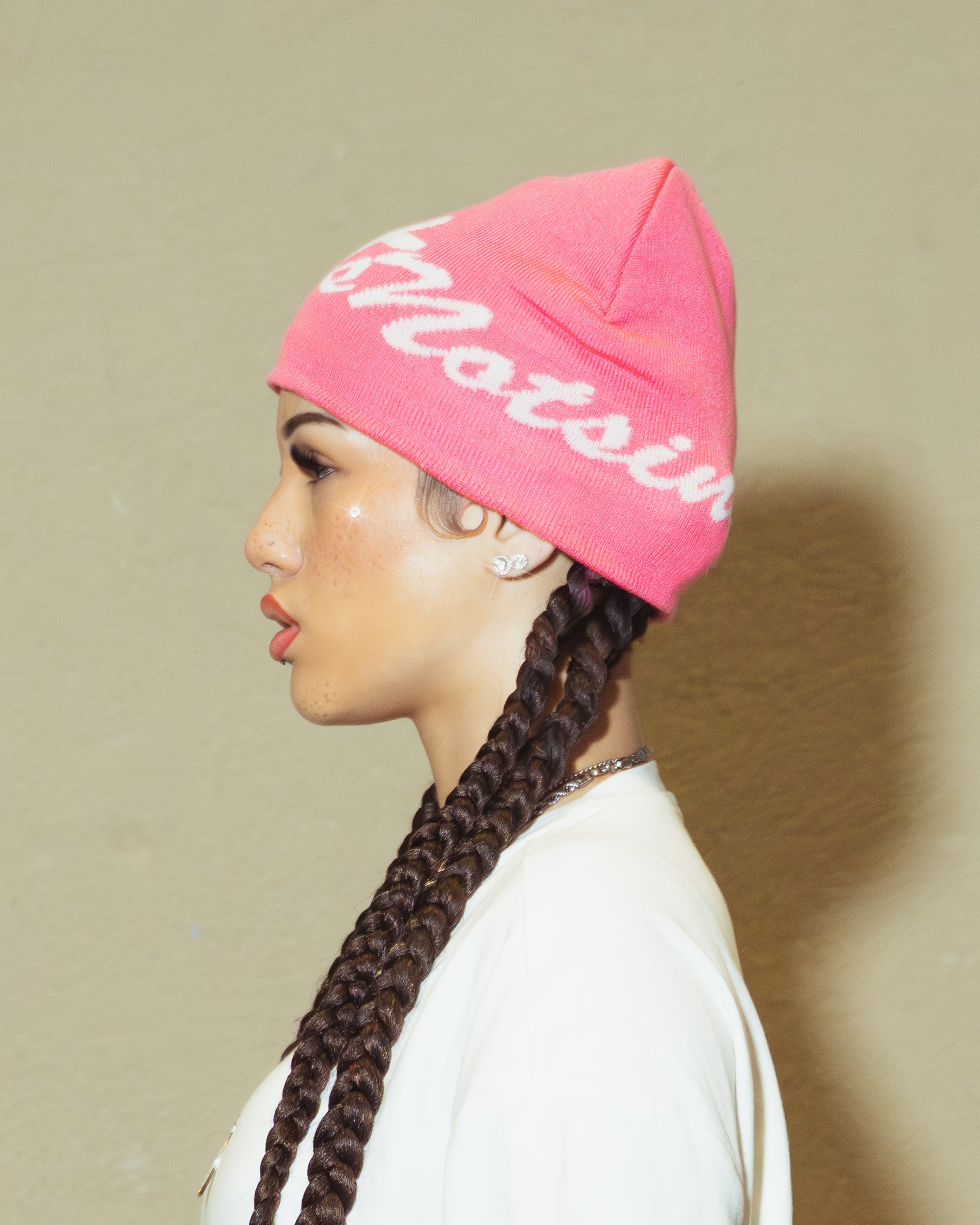 'UNSHAKEN' Pink satin lined beanie