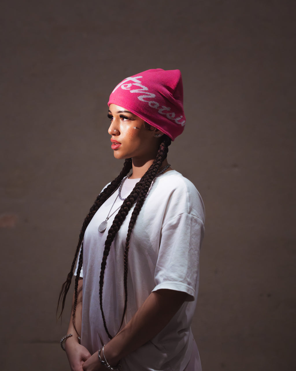 'UNSHAKEN' Pink satin lined beanie