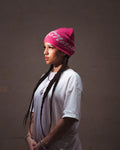 'UNSHAKEN' Pink satin lined beanie
